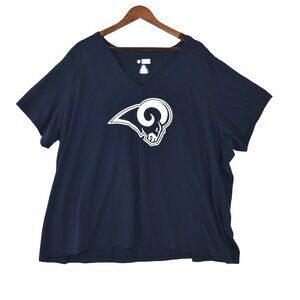 NFL Rams T-Shirt 4X Plus Size Navy V-Neck Fan Gear Oversized Streetwear